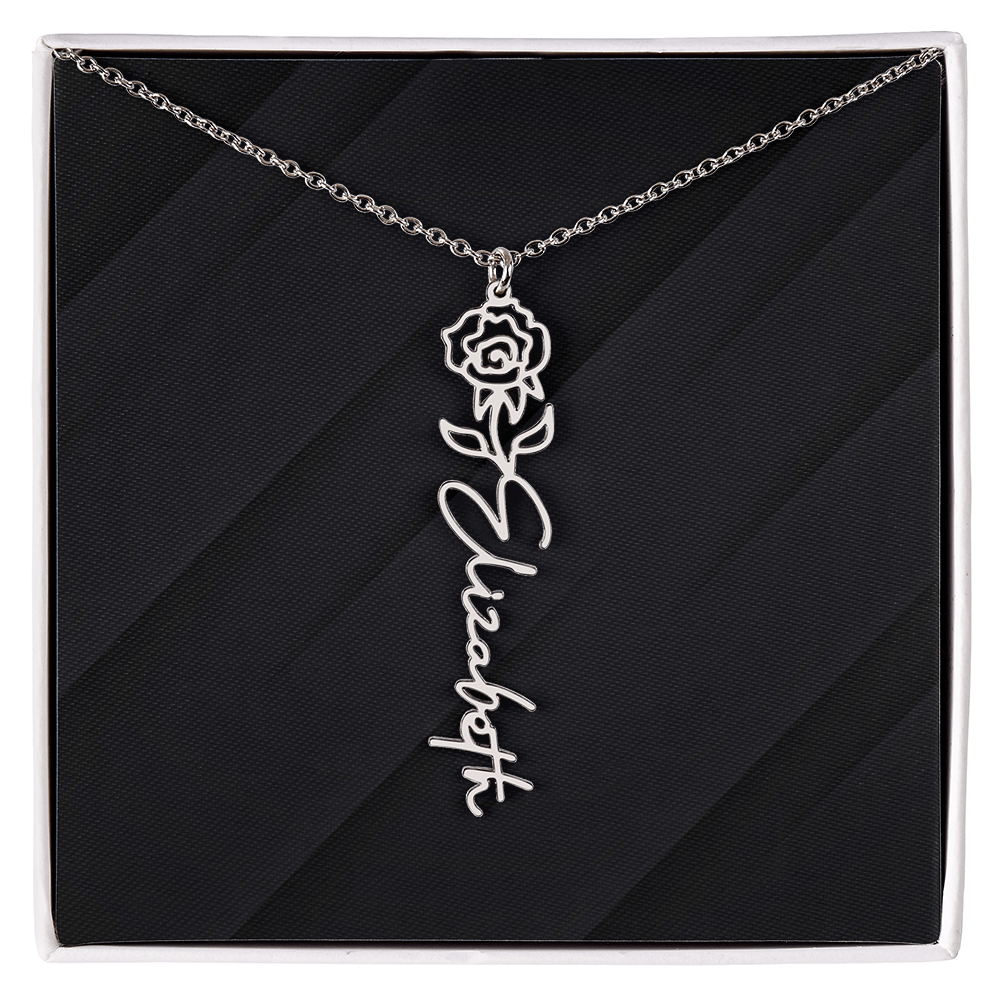 Personalized Name Necklace with Birth Flower