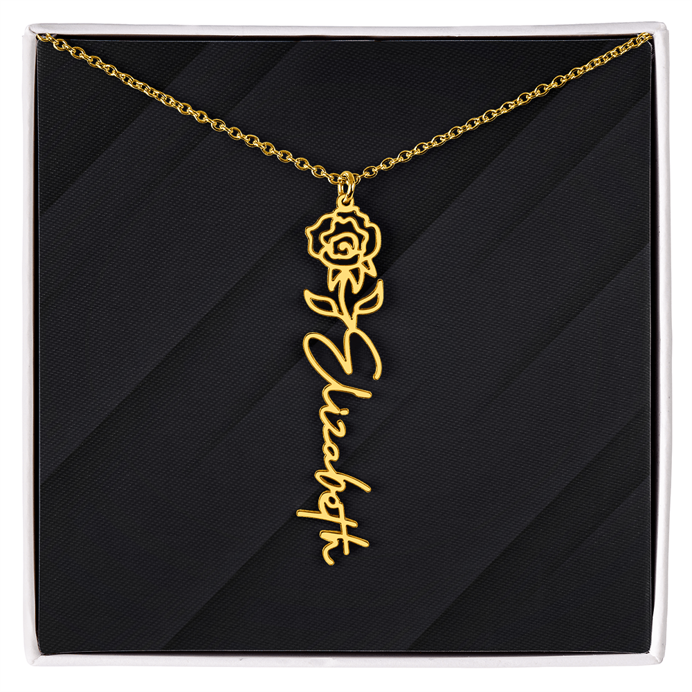 Personalized Name Necklace with Birth Flower
