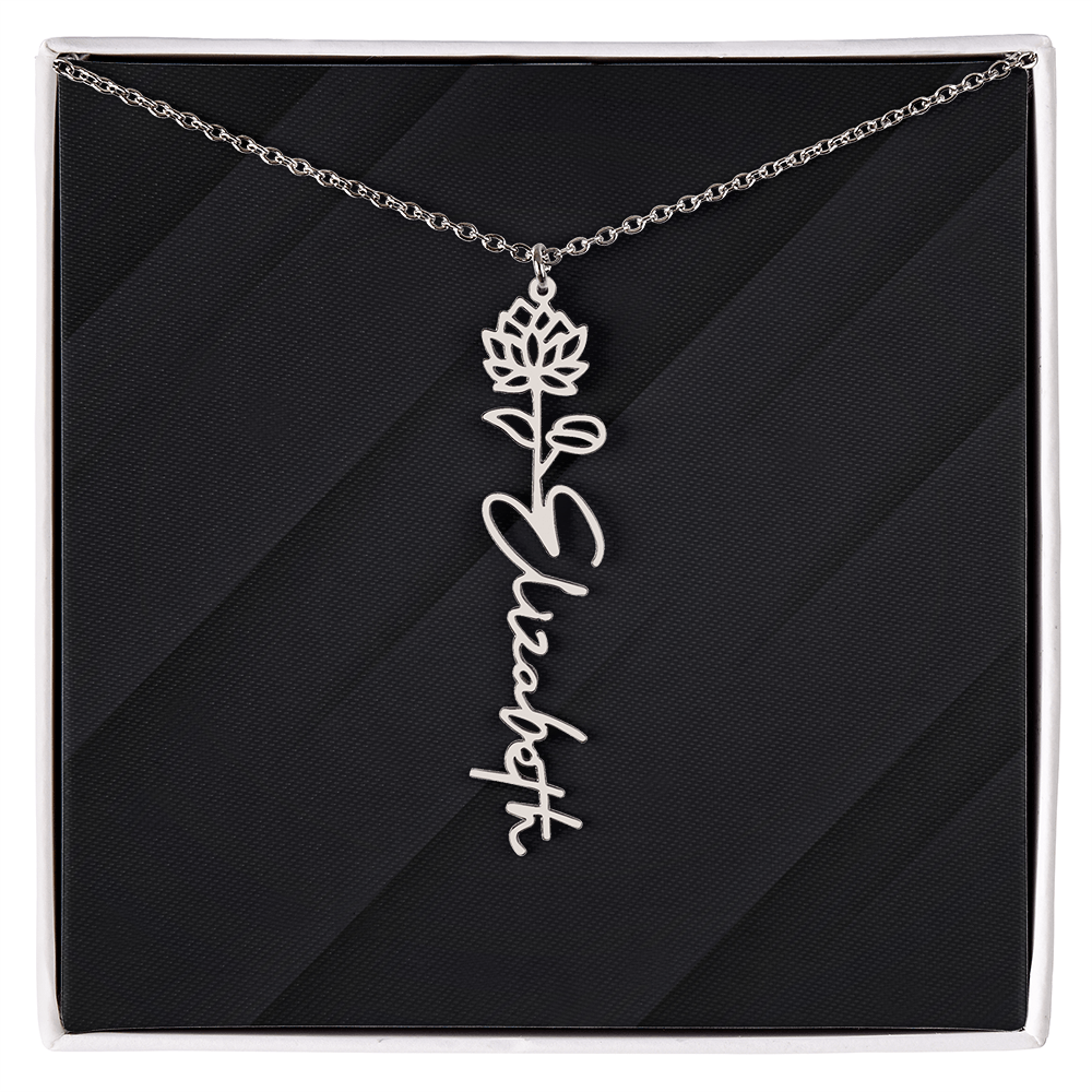 Personalized Name Necklace with Birth Flower