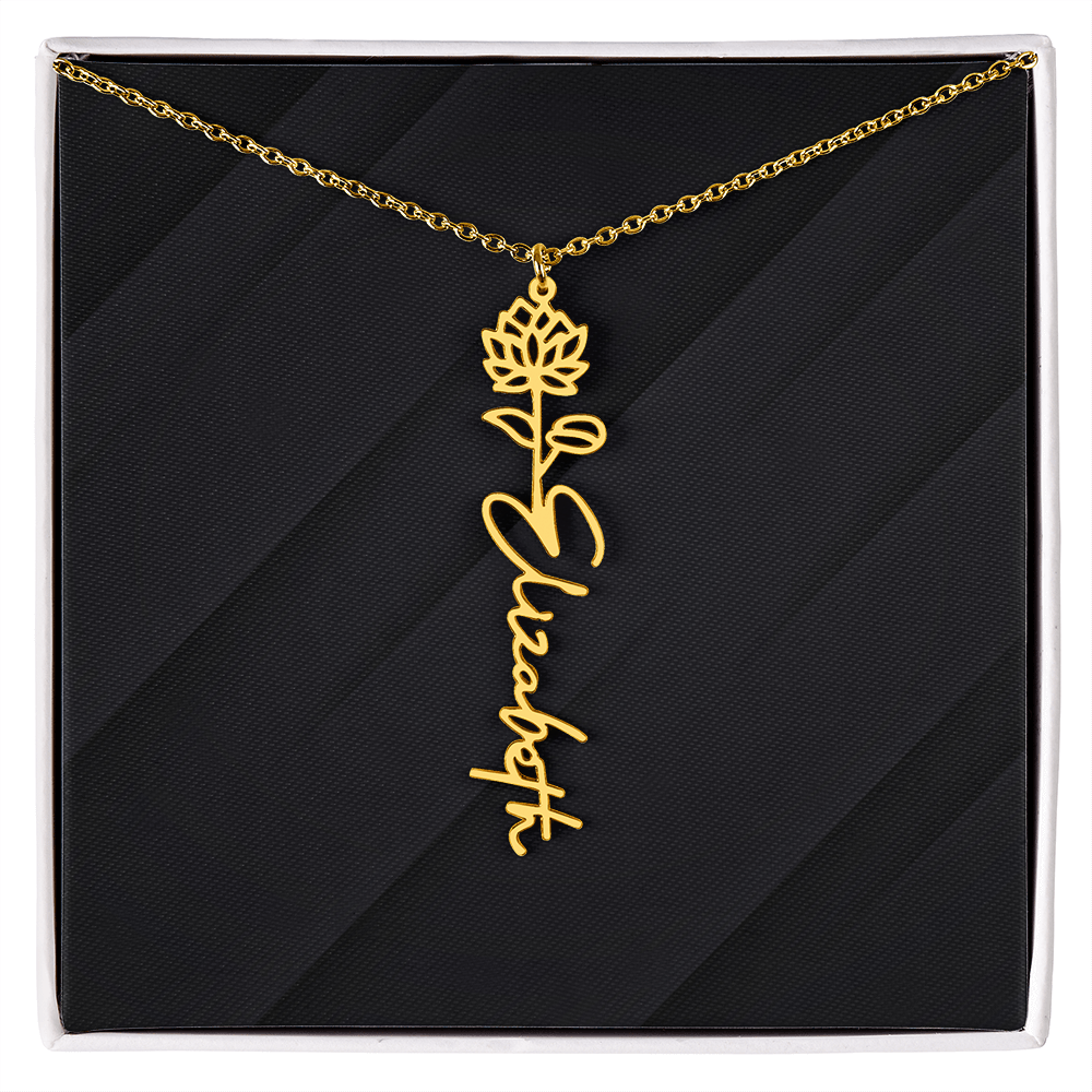 Personalized Name Necklace with Birth Flower