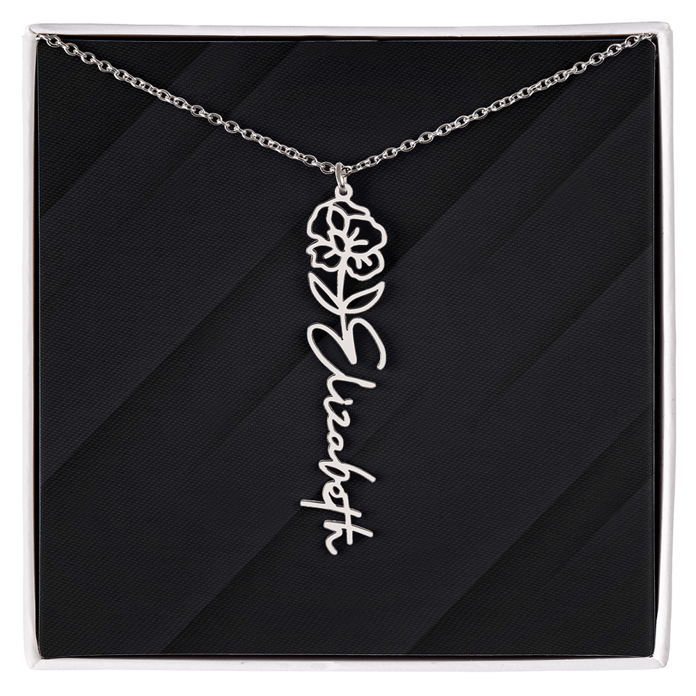 Personalized Name Necklace with Birth Flower