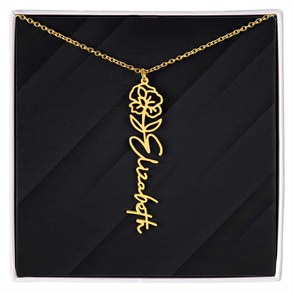 Personalized Name Necklace with Birth Flower