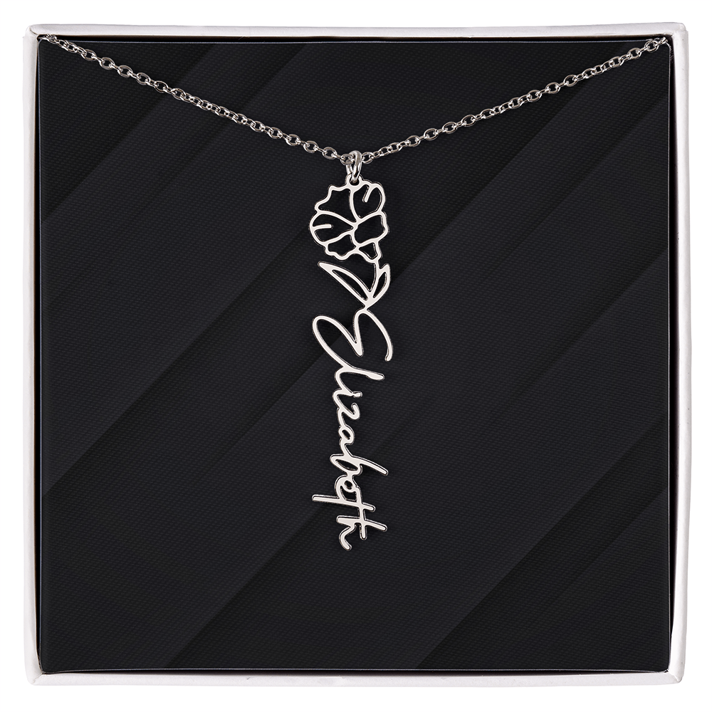 Personalized Name Necklace with Birth Flower