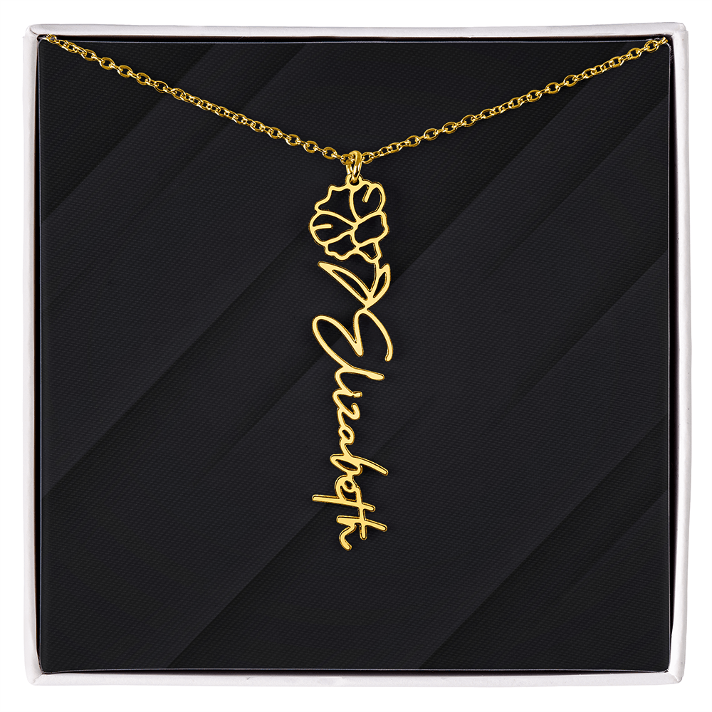 Personalized Name Necklace with Birth Flower