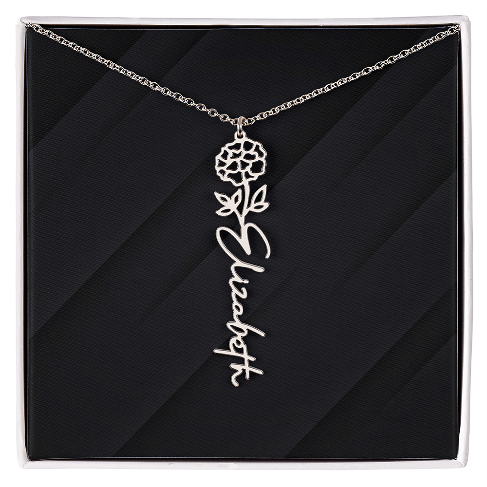 Personalized Name Necklace with Birth Flower