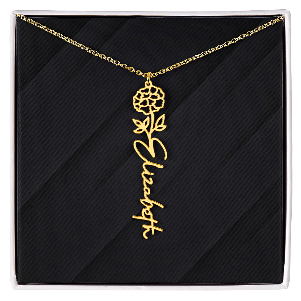 Personalized Name Necklace with Birth Flower
