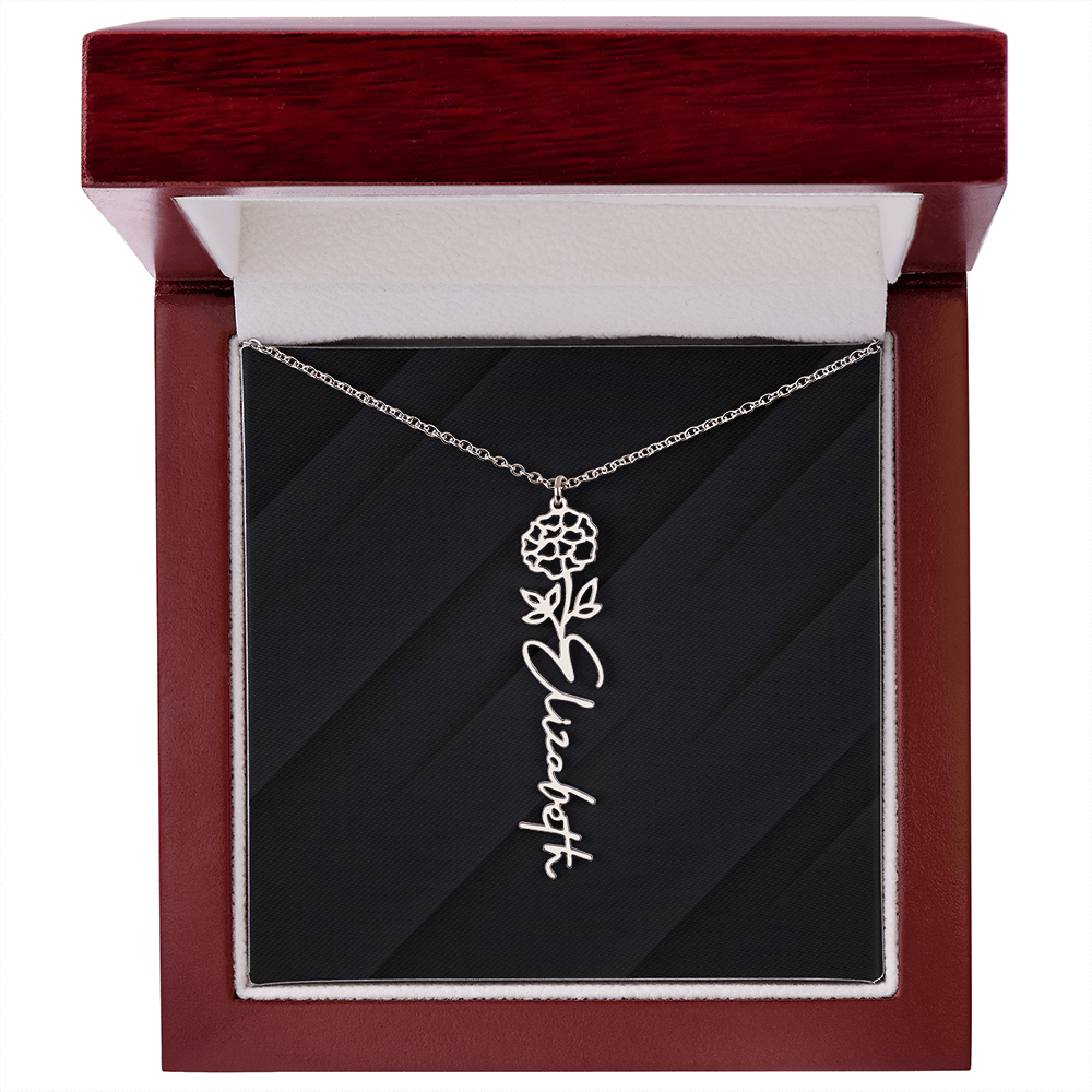 Personalized Name Necklace with Birth Flower