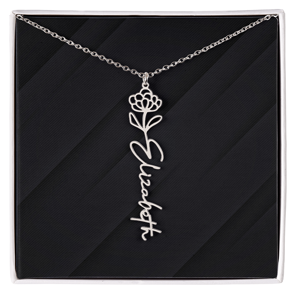Personalized Name Necklace with Birth Flower