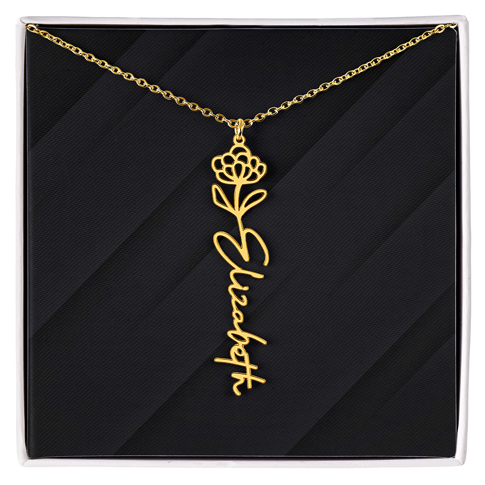 Personalized Name Necklace with Birth Flower