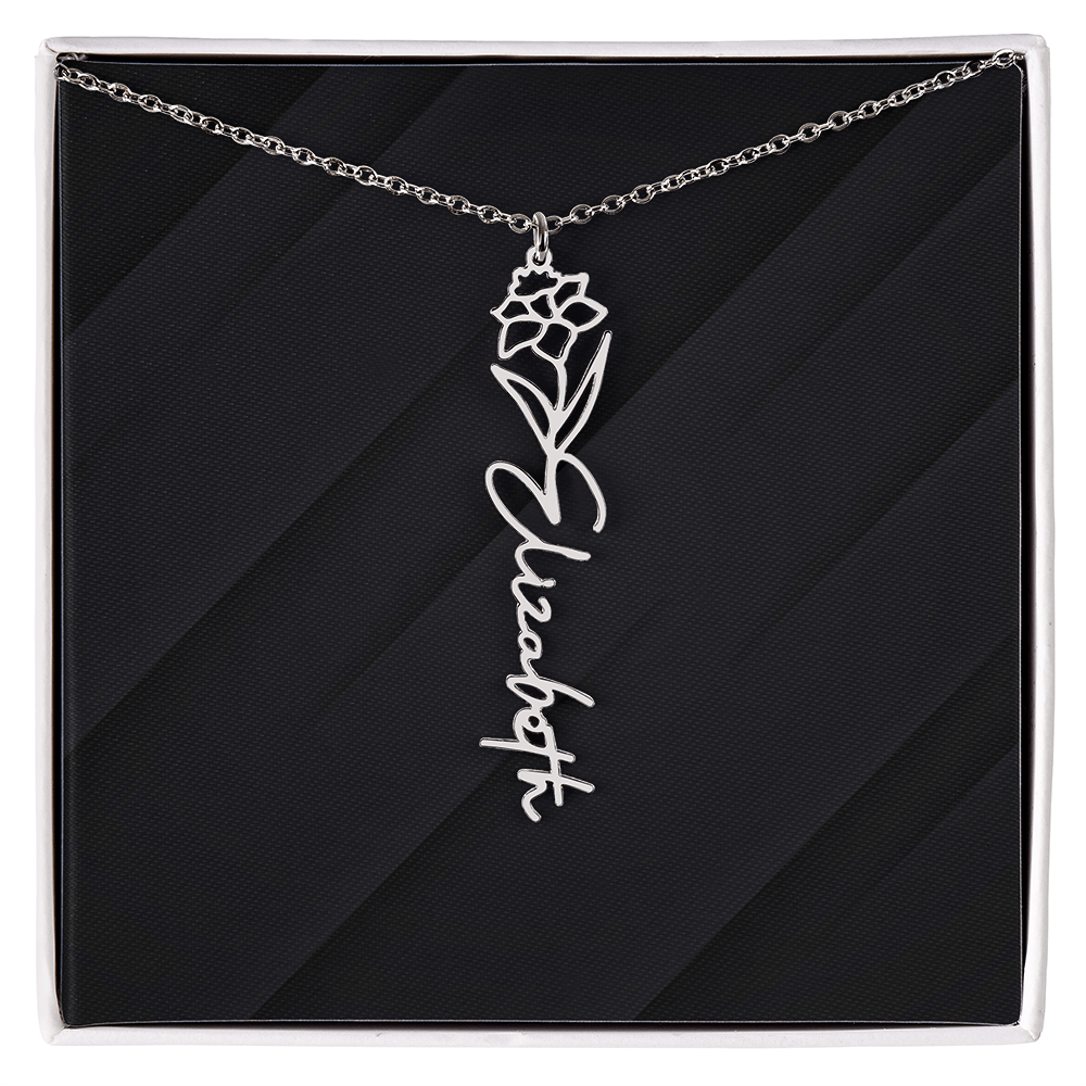 Personalized Name Necklace with Birth Flower