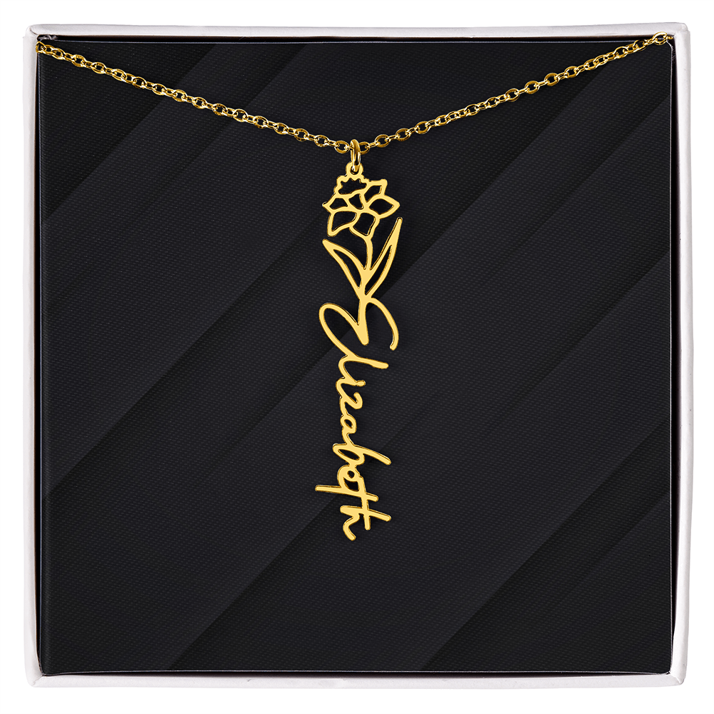Personalized Name Necklace with Birth Flower