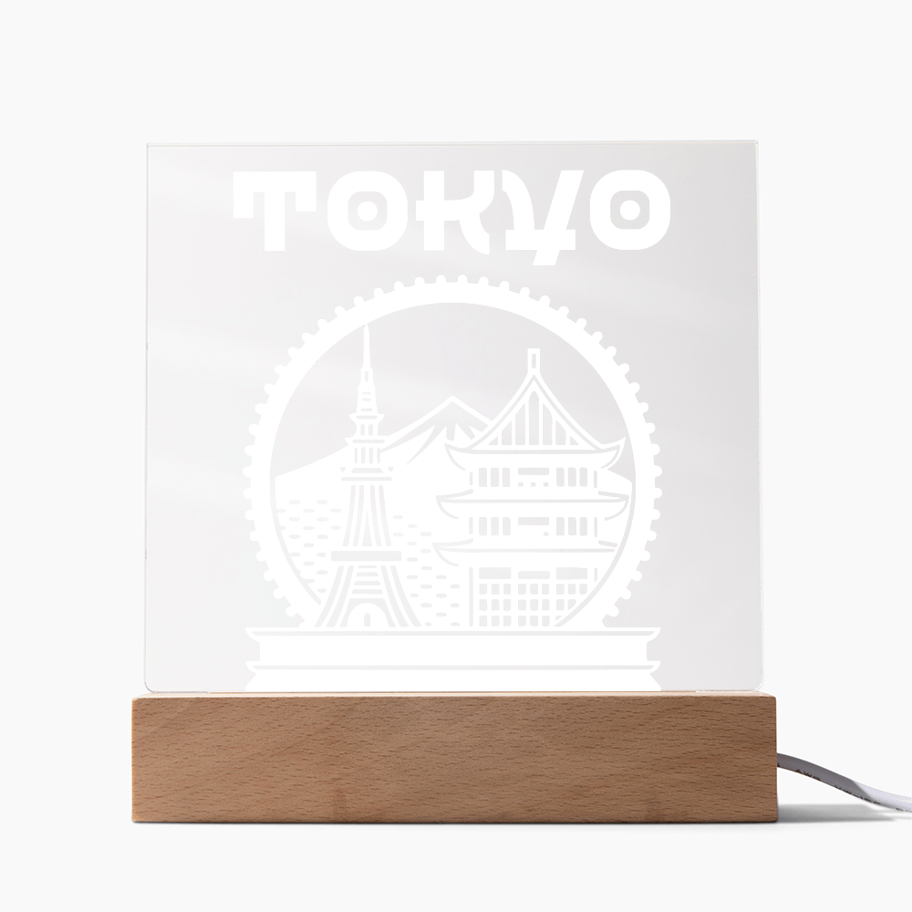 Tokyo LED Square Acrylic Plaque - White