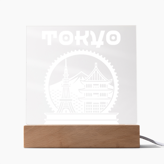 Tokyo LED Square Acrylic Plaque - White