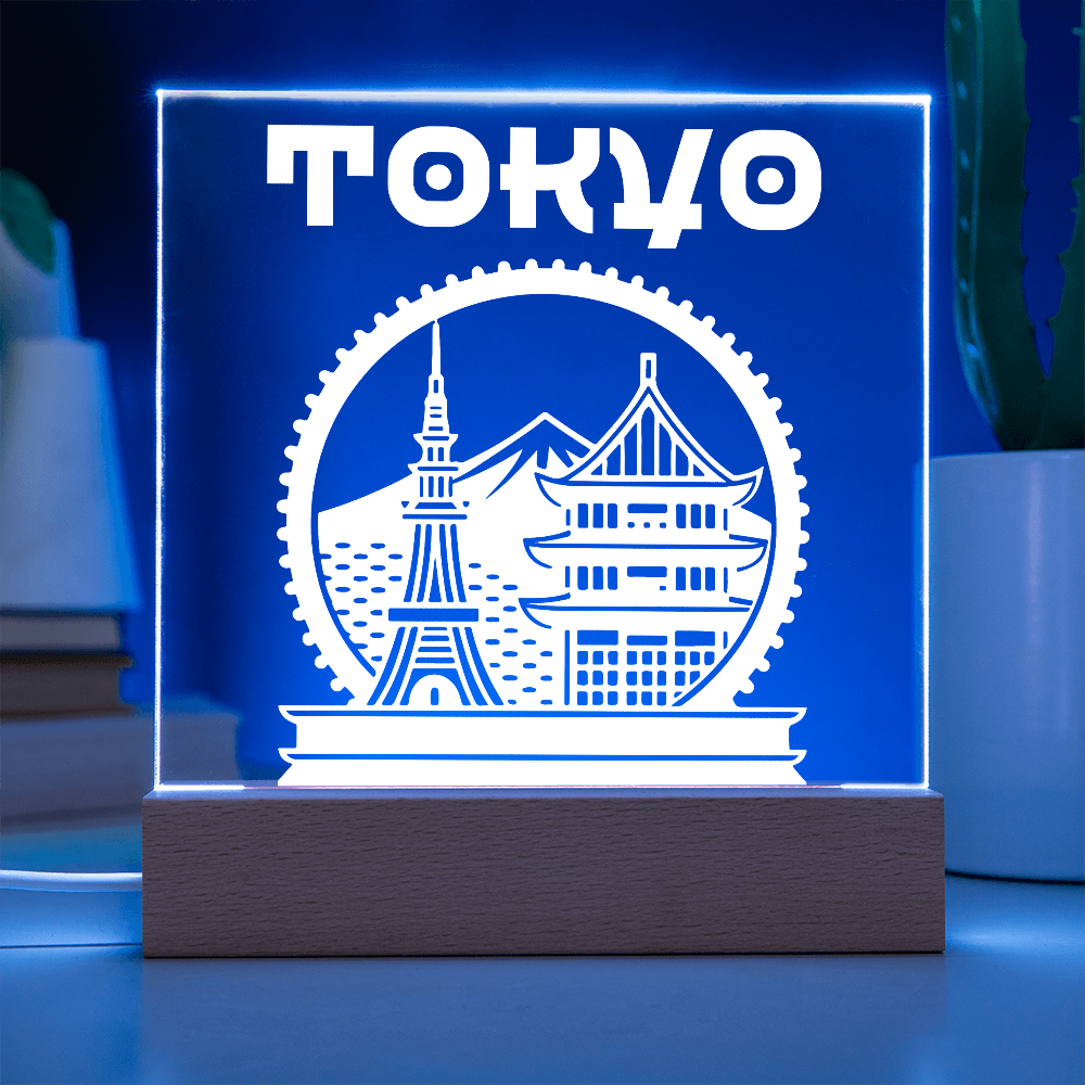 Tokyo LED Square Acrylic Plaque - White