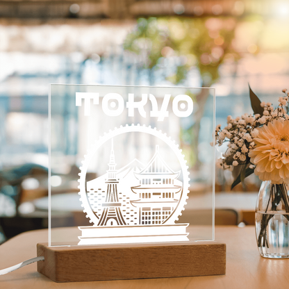 Tokyo LED Square Acrylic Plaque - White