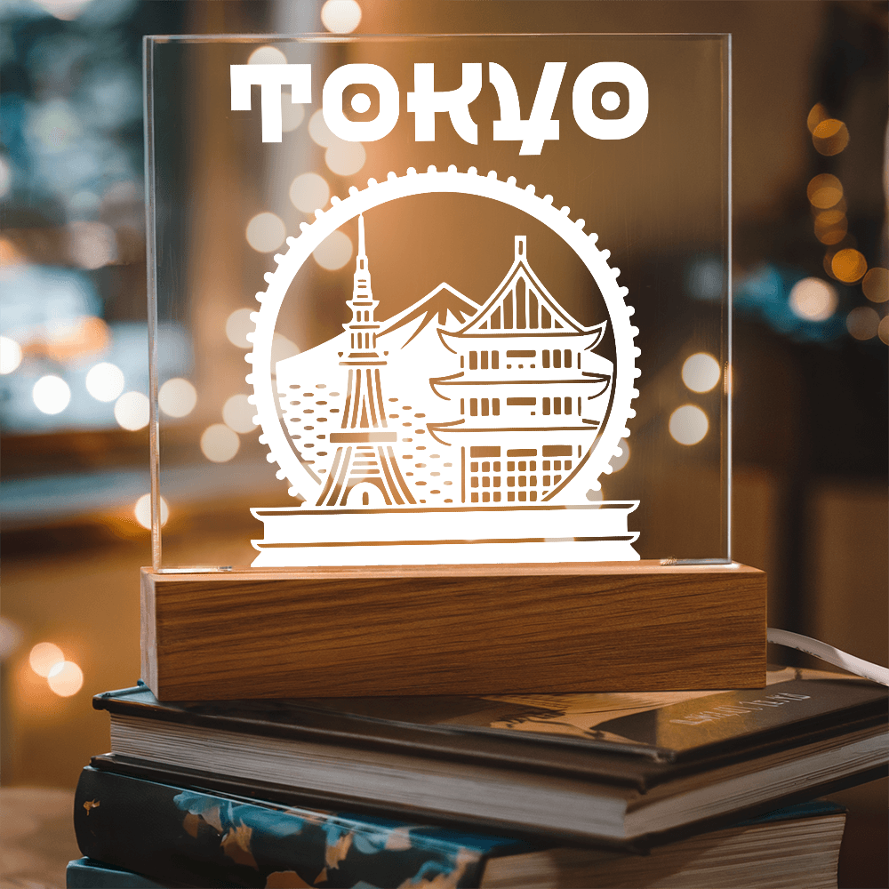 Tokyo LED Square Acrylic Plaque - White