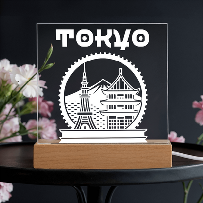Tokyo LED Square Acrylic Plaque - White