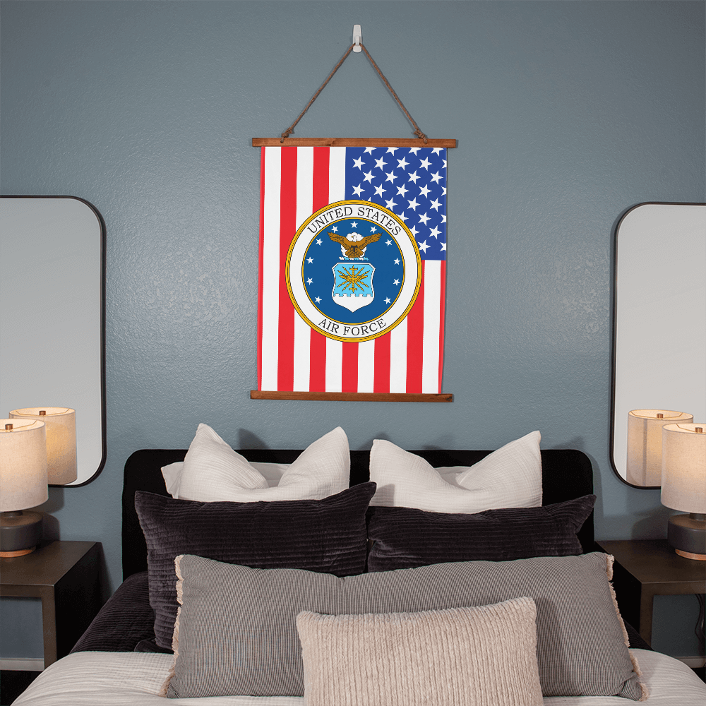US Air Force Wood Framed Wall Tapestry