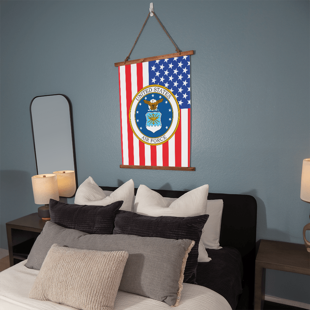US Air Force Wood Framed Wall Tapestry
