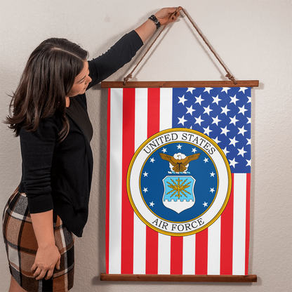 US Air Force Wood Framed Wall Tapestry