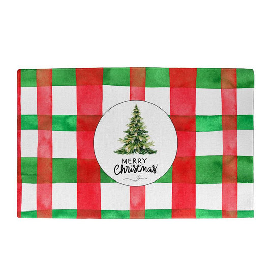 Cheerful Christmas Red and Green Ribbon Decorative Mat (for Indoor use)