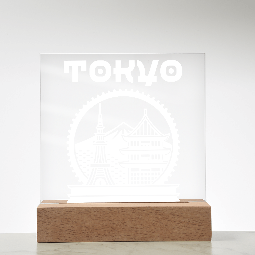 Tokyo LED Square Acrylic Plaque - White