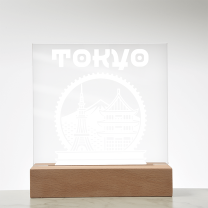 Tokyo LED Square Acrylic Plaque - White