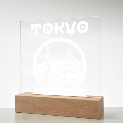 Tokyo LED Square Acrylic Plaque - White