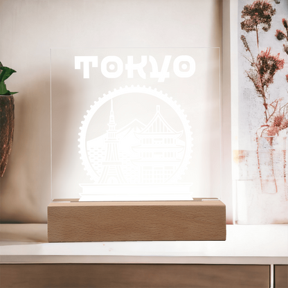 Tokyo LED Square Acrylic Plaque - White