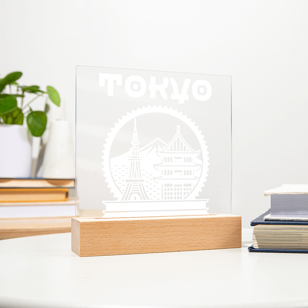 Tokyo LED Square Acrylic Plaque - White