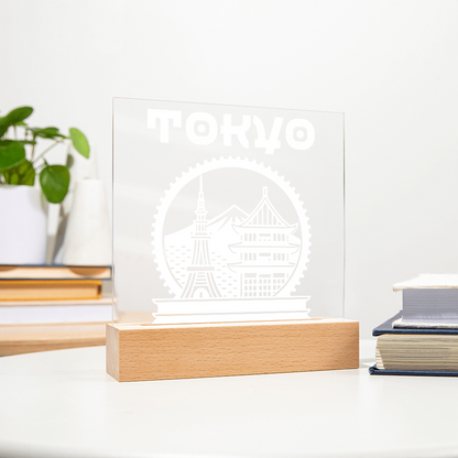 Tokyo LED Square Acrylic Plaque - White