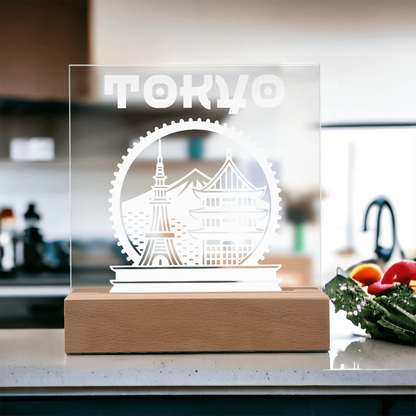 Tokyo LED Square Acrylic Plaque - White