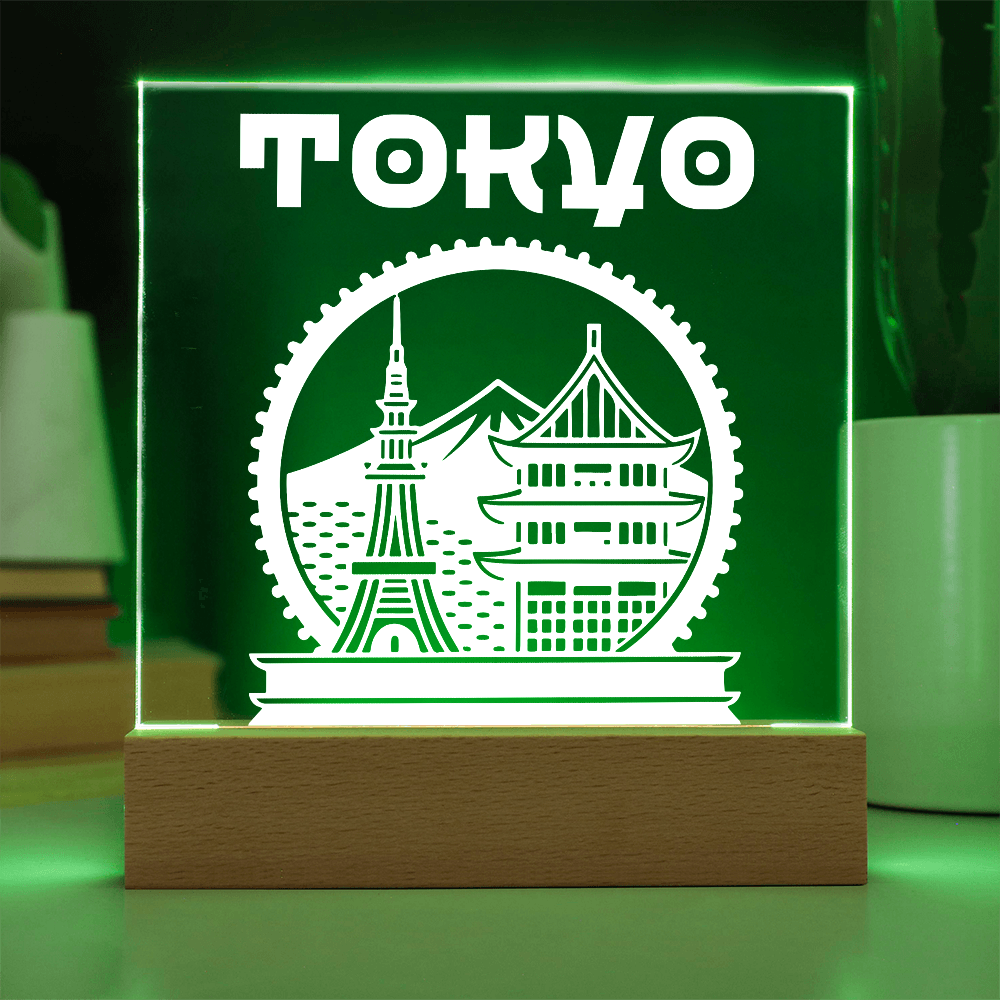 Tokyo LED Square Acrylic Plaque - White