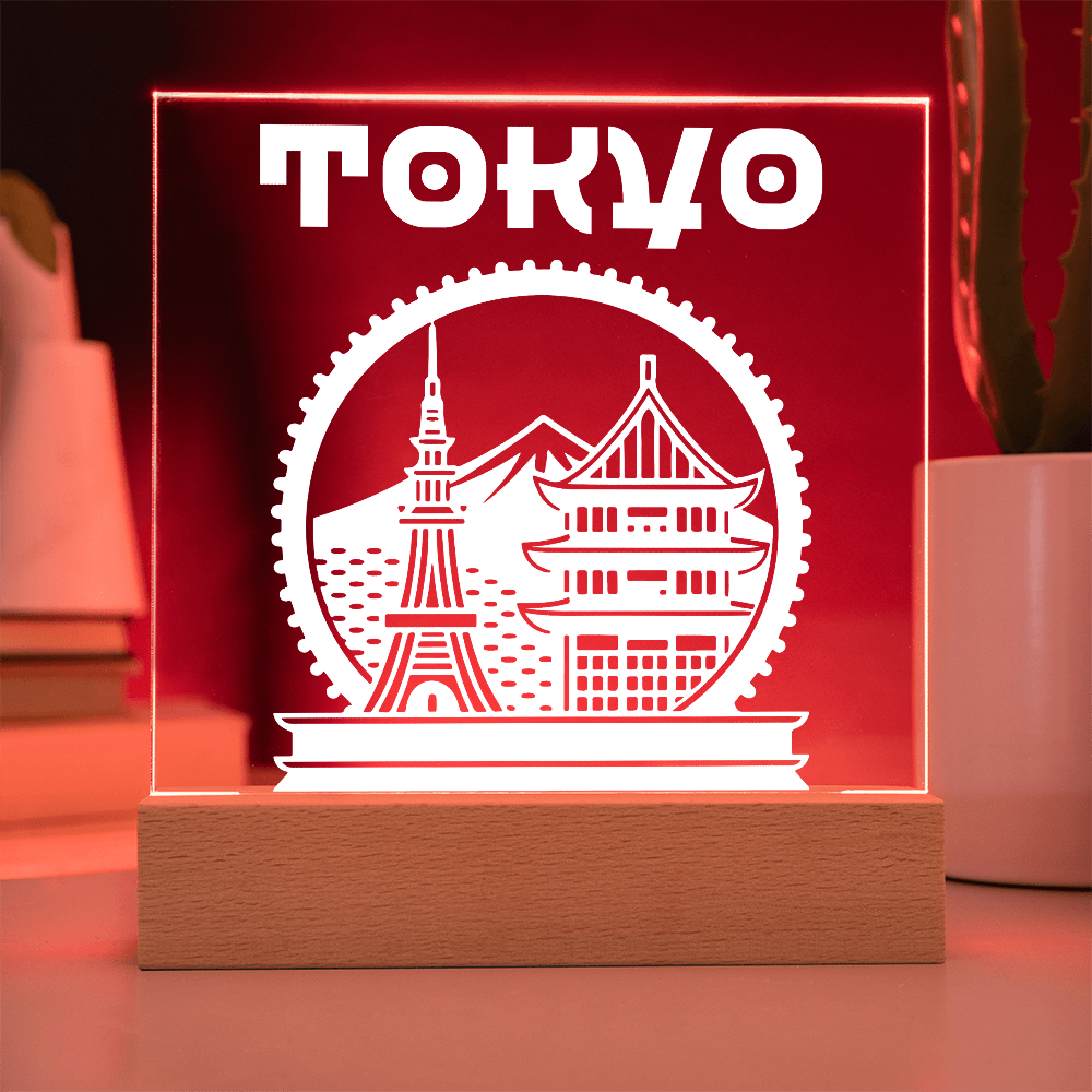 Tokyo LED Square Acrylic Plaque - White