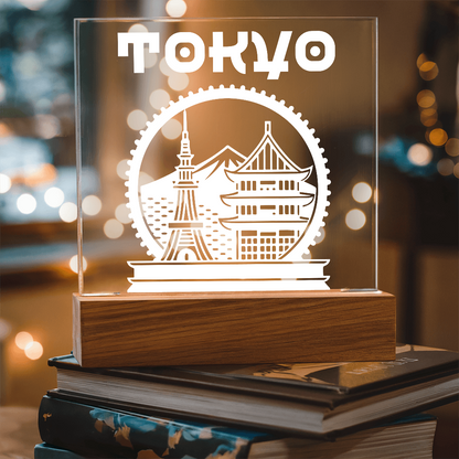 Tokyo LED Square Acrylic Plaque - White
