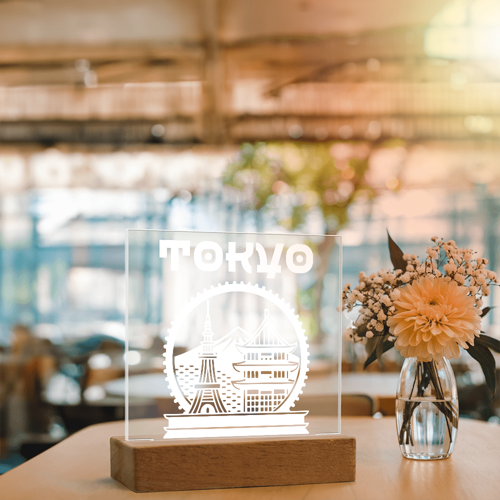 Tokyo LED Square Acrylic Plaque - White