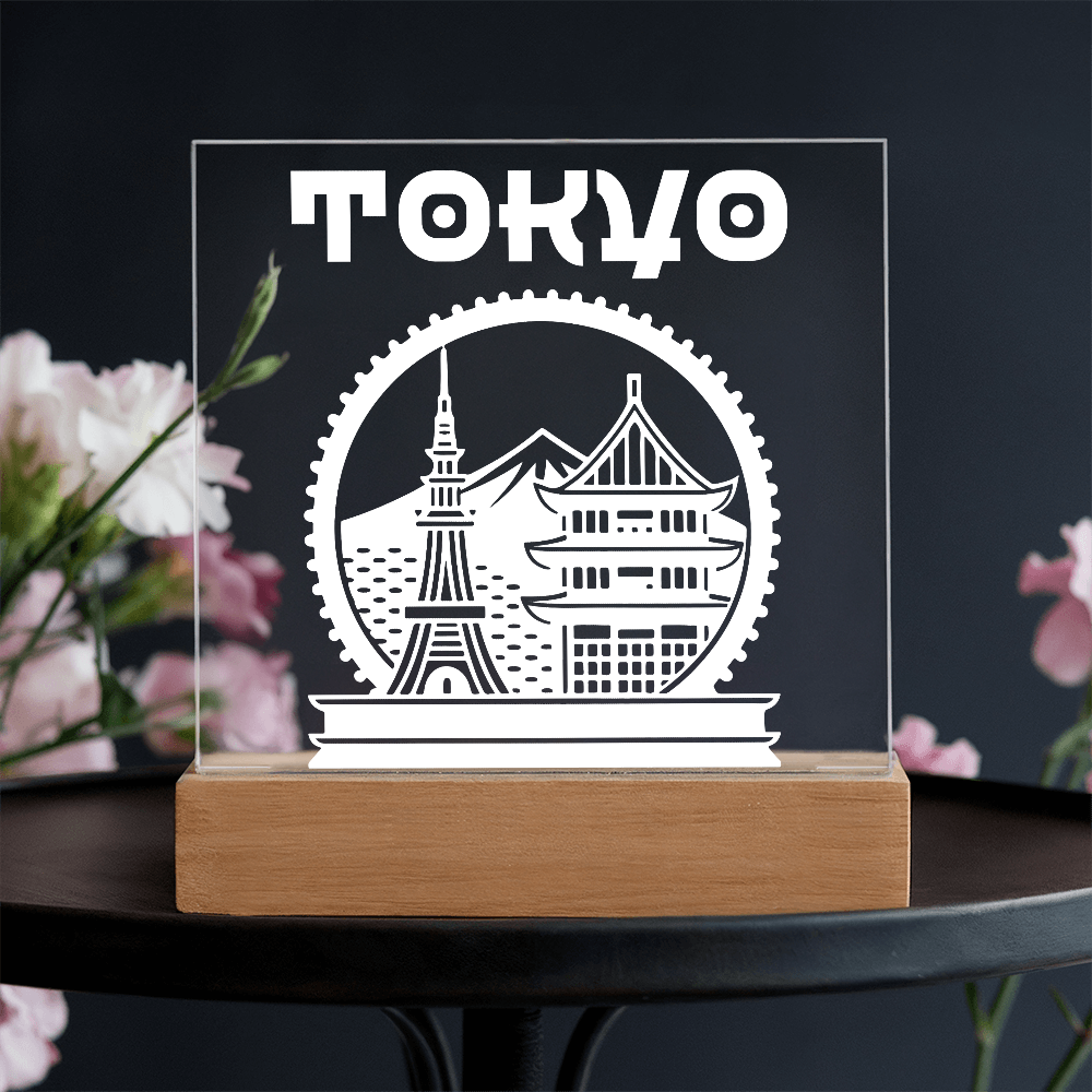 Tokyo LED Square Acrylic Plaque - White