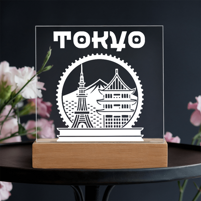 Tokyo LED Square Acrylic Plaque - White