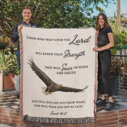 Scripture Isaiah 40:31 They will soar on wings like eagles Woven Blanket