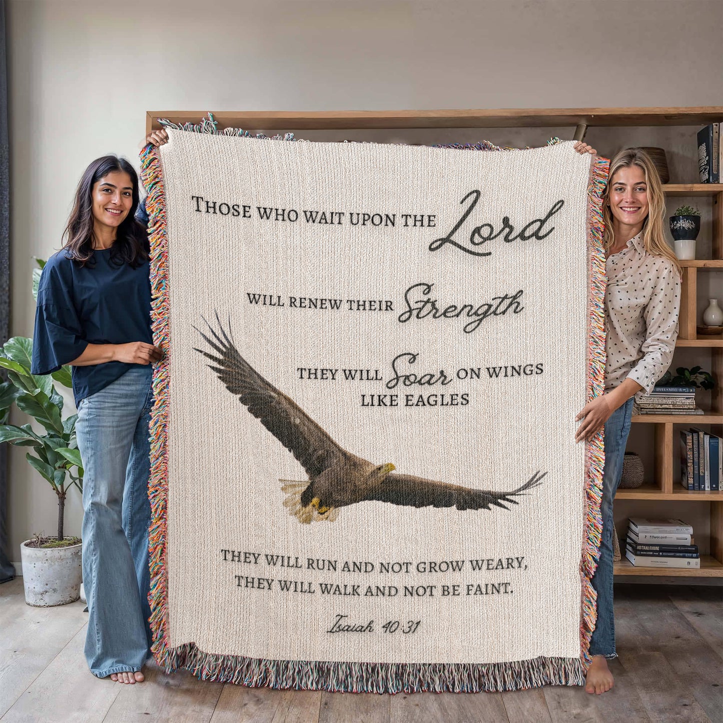 Scripture Isaiah 40:31 They will soar on wings like eagles Woven Blanket