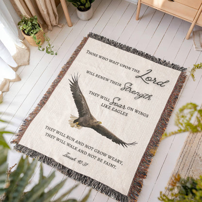 Scripture Isaiah 40:31 They will soar on wings like eagles Woven Blanket