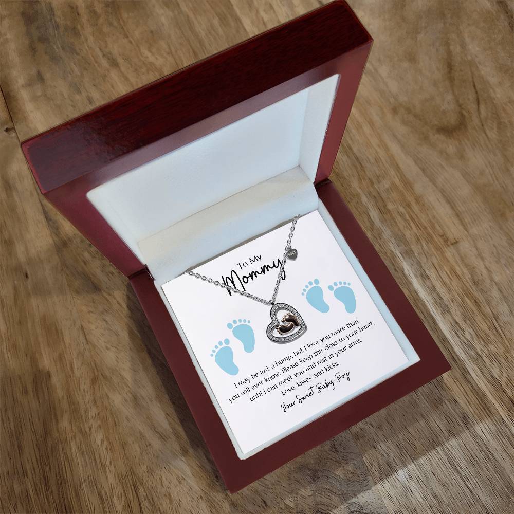 "Baby Feet" Heart Necklace from Baby Boy to Mommy
