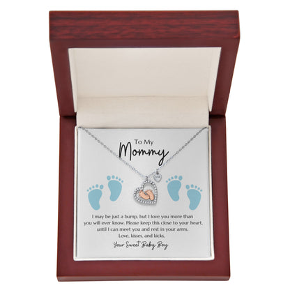 "Baby Feet" Heart Necklace from Baby Boy to Mommy