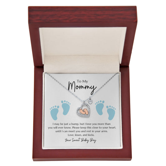 "Baby Feet" Heart Necklace from Baby Boy to Mommy