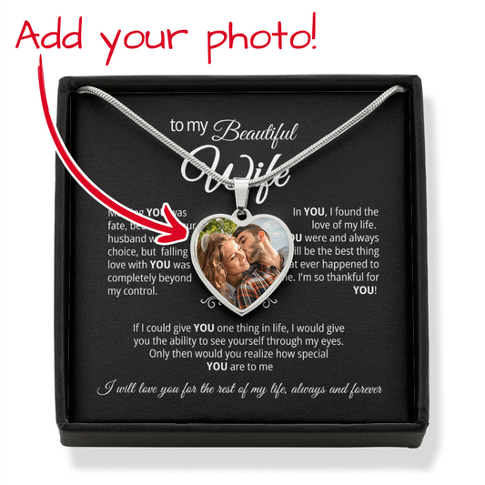 To My Wife - Custom Photo Heart Necklace