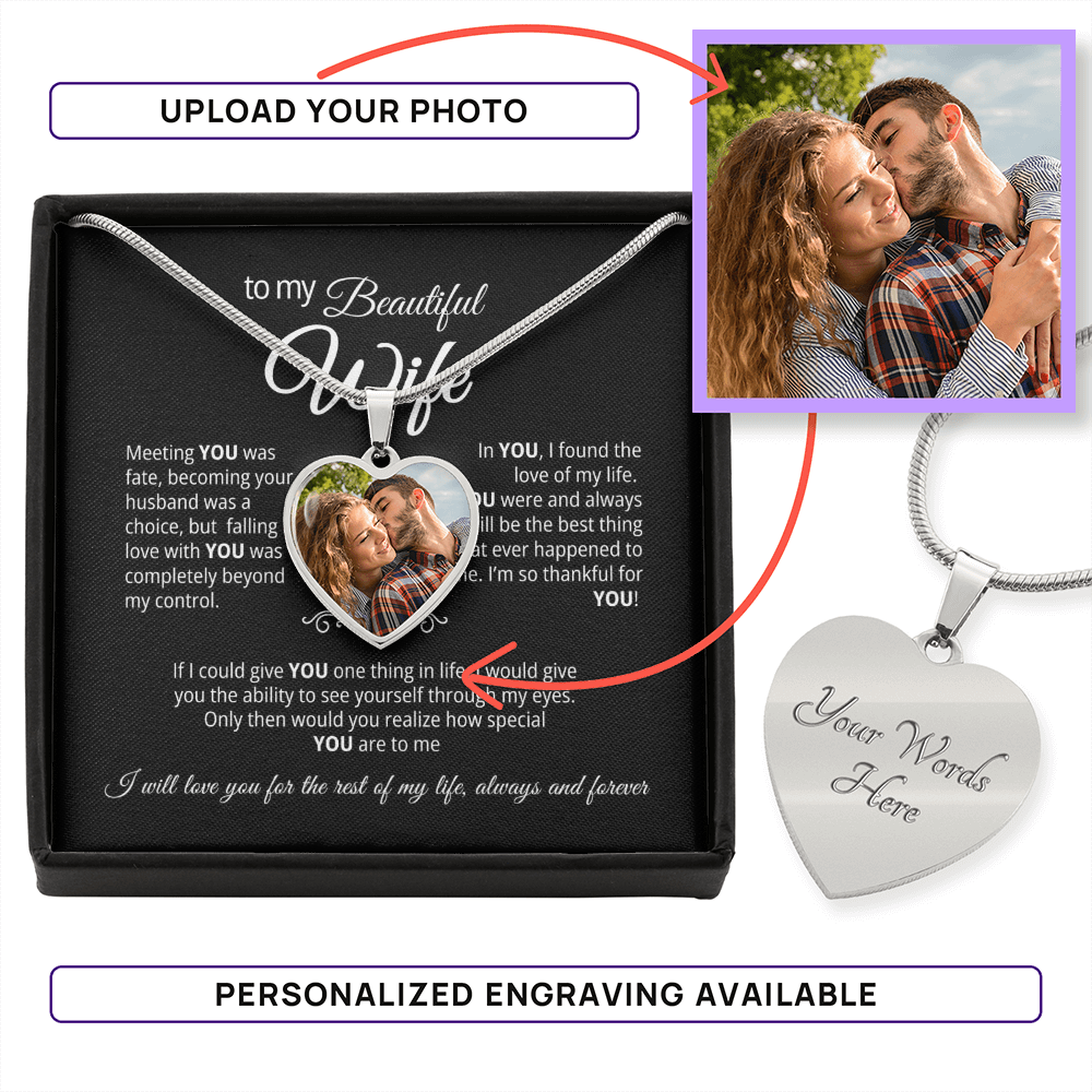 To My Wife - Custom Photo Heart Necklace