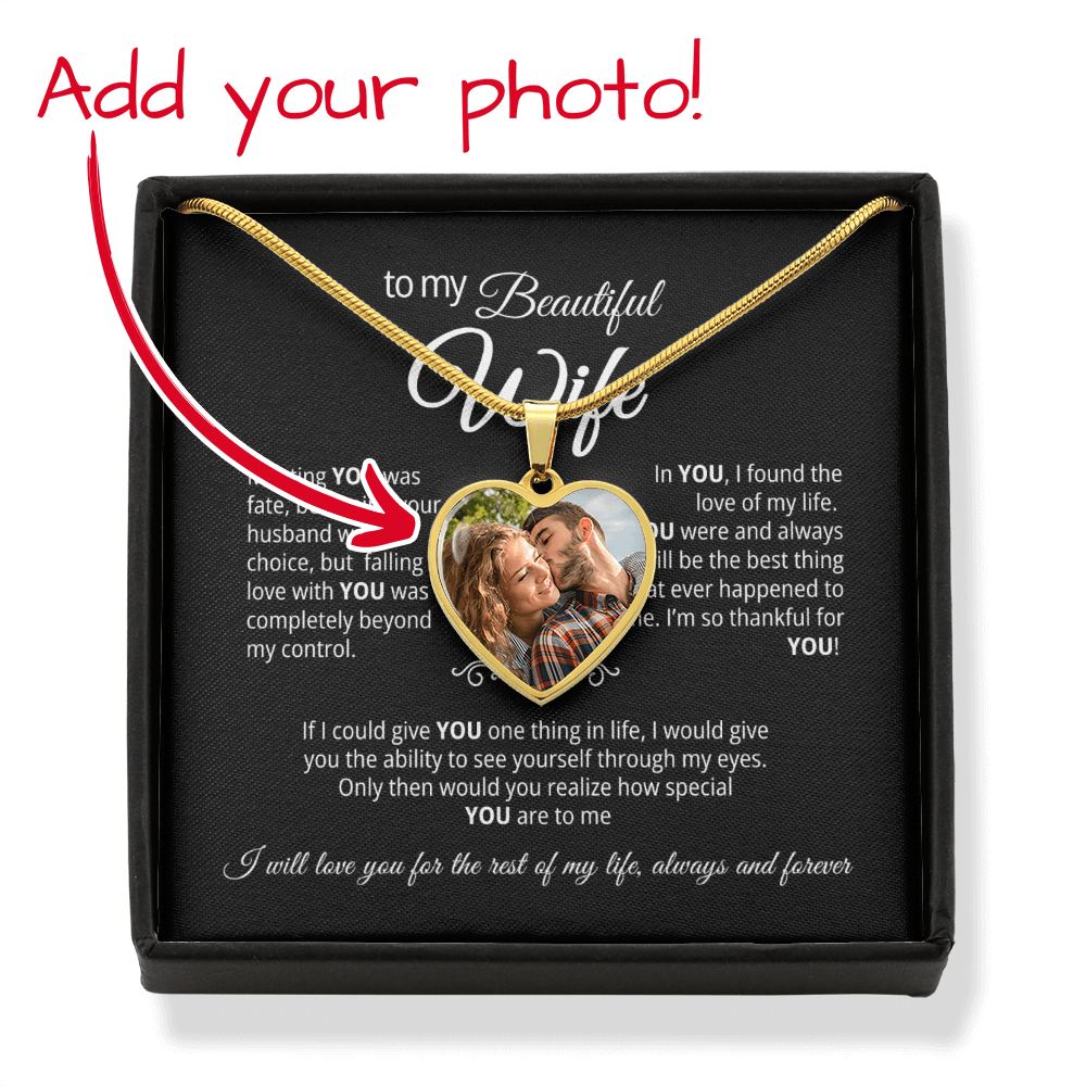 To My Wife - Custom Photo Heart Necklace