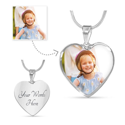Personalized Heart Necklace with your picture and engraving