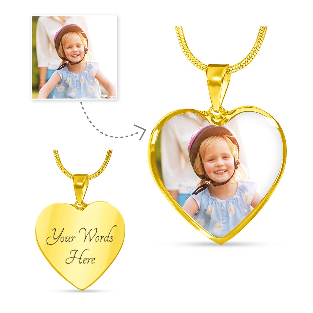 Personalized Heart Necklace with your picture and engraving